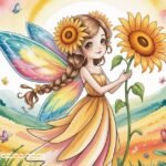 Chinese Cartoon with Sunflower Fairy Girl on Kuaishou